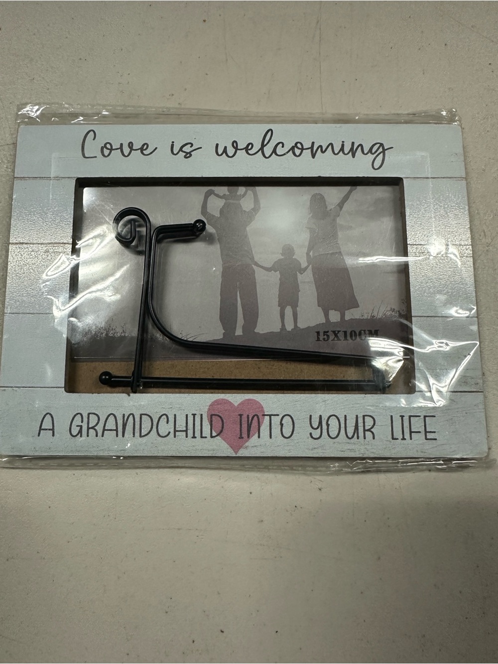 Welcome Grandchild Picture Frame - White with Pink Heart